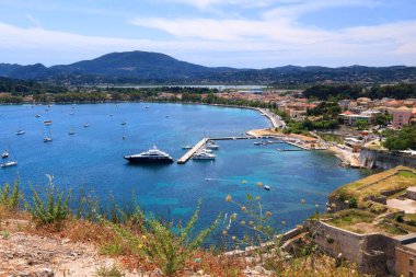Corfu Old Town (Kerkyra) - Yunanistan 'daki UNESCO Dünya Mirasları Alanı. Hava görünümü.