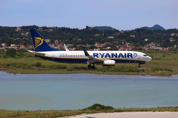 Corfu Grecia Giugno 2016 Ryanair Boeing 737 800 Arriva All — Foto Stock