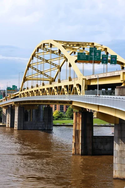 Pittsburgh City Pennsylvania Fort Duquesne Bridge Allegheny River Double Decked — Stock Photo, Image