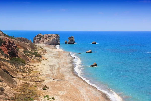 Kıbrıs Akdeniz Sahil Petra Tou Romiou Beach Afrodit Kayalıkları — Stok fotoğraf