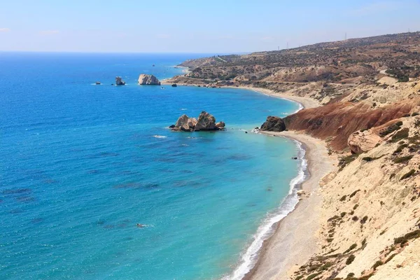 Кіпр Узбережжя Середземного Моря Петра Роміу Пляж Рок Афродіти — стокове фото