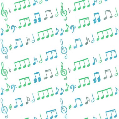 Müzik notlar ve clefs seamless modeli - vektör müzikal doku.