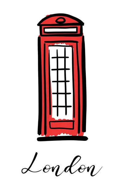 Лондонский Телефон Дизайн Логотипа Ручной Работы Векторная Графика — стоковый вектор