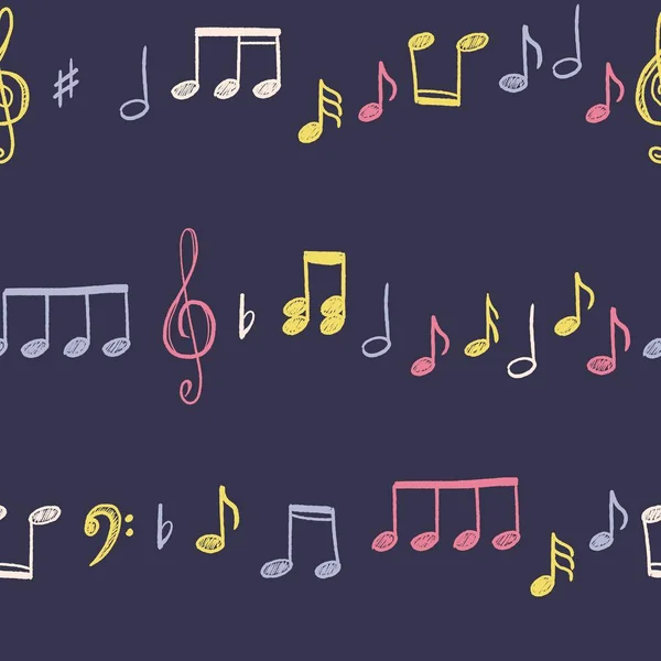 Notas Música Patrones Sin Fisuras Vector Textura Musical Colores — Archivo Imágenes Vectoriales
