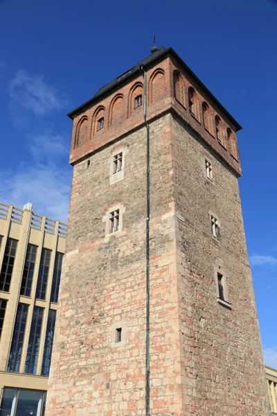 Chemnitz Şehir Almanya Saksonya Eyalet Kızıl Kule Eski Şehir Duvarlarının — Stok fotoğraf