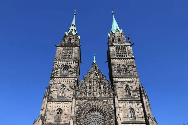 Πόλη Της Νυρεμβέργης Στη Γερμανία Περιοχή Της Μέσης Φραγκονίας Εκκλησία — Φωτογραφία Αρχείου