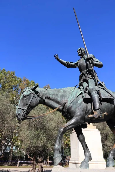 Monumento Don Quixote Plaza Espana Madrid Espanha — Fotografia de Stock