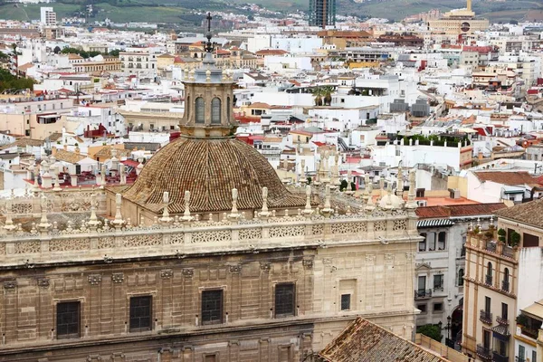 Sevilla Spanien Staden Flygfoto Med Katedralen Arkitektur — Stockfoto