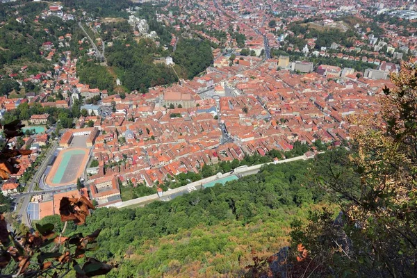 Rumunsko Letecký Pohled Brasov Staré Město Transylvánii — Stock fotografie