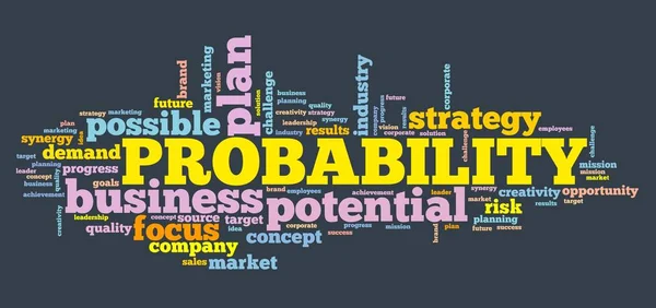 Olasılık - karar verme strateji kelime bulut işareti.