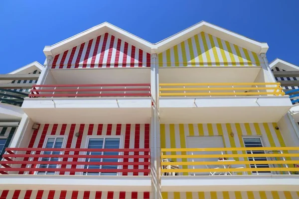 Costa Nova Portogallo Decorazione Tradizionale Locale Strisce Verticali Colorate — Foto Stock