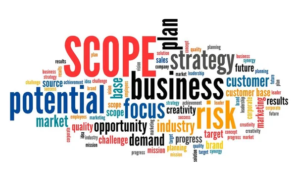 Scope Business Corporate Potential Risks Strategy Word Cloud Sign — Stock Photo, Image