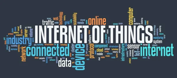 Internet Things Çok Online Bağlı Cihazlar Teknolojisi Kelime Bulutu Kavramı — Stok fotoğraf