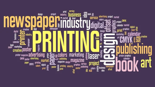 印刷業界コンセプト プレス印刷ビジネス単語の雲 — ストック写真