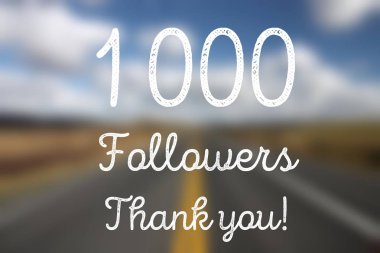 1000 takipçileri - sosyal medya kutlama afiş. 1 k online topluluk hayranları.