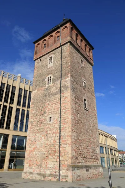 Chemnitz Stad Tyskland Röda Tornet Del Tidigare Stadsmuren Medeltida Landmärke — Stockfoto