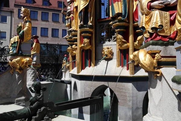 Nürnberg Deutschland Region Mittelfranken Schmuck Schönen Brunnen — Stockfoto