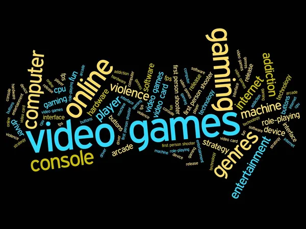 Video Games Concepten Woord Wolk Illustratie Woord Collage Concept — Stockfoto