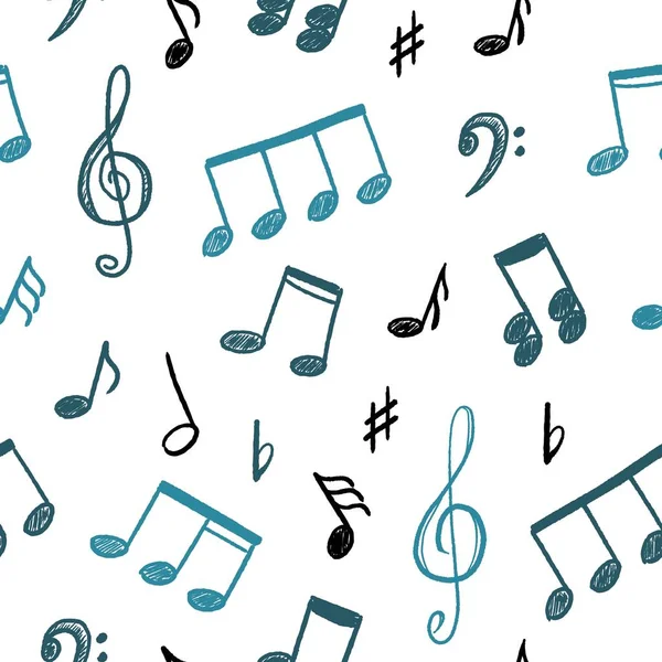 Notes Musique Clefs Motif Sans Couture Texture Musicale Vectorielle — Image vectorielle