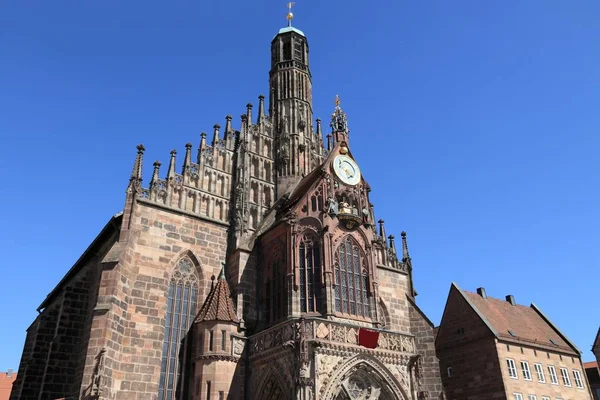 Nuremberg city in Germany (region of Middle Franconia). Frauenkirche (Church of Our Lady) at Hauptmarkt city square.