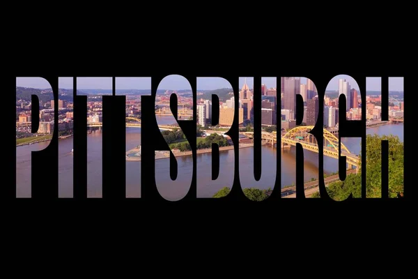 Pittsburgh Usa Stadtname Text Mit Foto Hintergrund — Stockfoto