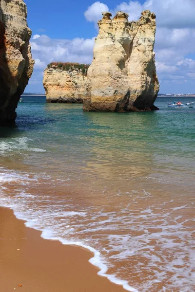 Portugal Paisagem Costeira Atlântica Região Algarvia Praia Pinhao Praia Areia — Fotografia de Stock