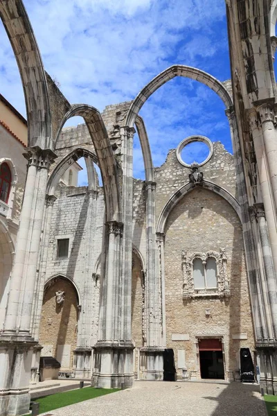 Lisbona Città Portogallo Convento Carmo Chiesa Rovinata Dopo Terremoto — Foto Stock