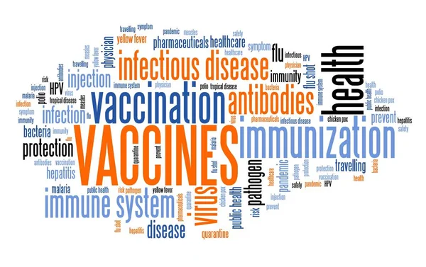 Vacinas Imunização Conceito Saúde Palavra Sinal Nuvem — Fotografia de Stock