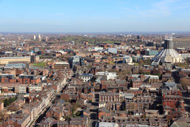Liverpool hava görüntüsü. Birleşik Krallık 'taki şehir.