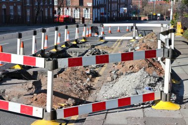 Road repair in Liverpool, United Kingdom clipart