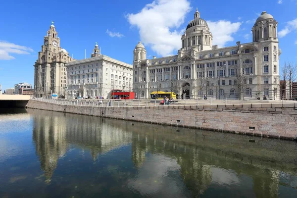 Liverpool Wielka Brytania Zabytkowej Dzielnicy Pier Head Światowego Dziedzictwa Unesco — Zdjęcie stockowe