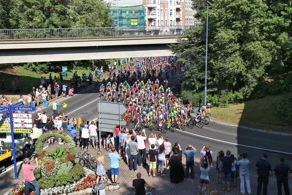 Bytom Polónia Julho 2016 Ciclistas Profissionais Andam Pelotão Corrida Bicicleta — Fotografia de Stock