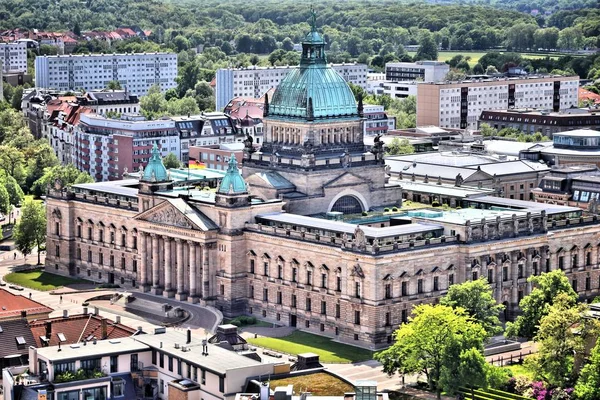 Letecký Pohled Lipsko Německo Panoráma Města Spolkového Správního Soudu Bundesverwaltungsgericht — Stock fotografie
