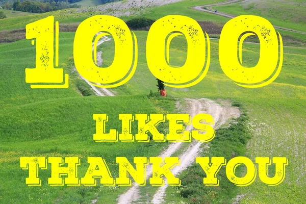 1000 likes - thank you banner. Social media milestone sign. 1k follows.