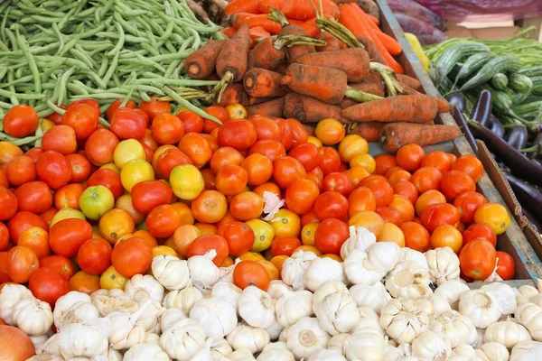 Local Vegetables Market Nido Palawan Philippines Beans Carrots Garlic Tomatoes — Stock Photo, Image