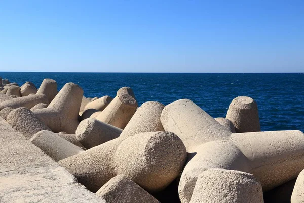 Concrete Golfbrekers Adriatische Zee Giovinazzo Italië — Stockfoto