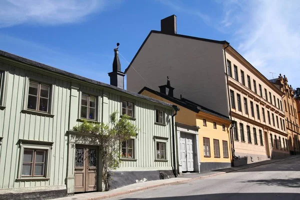 Isla Sodermalm Estocolmo Suecia Antigua Arquitectura Residencial Vista Calle —  Fotos de Stock
