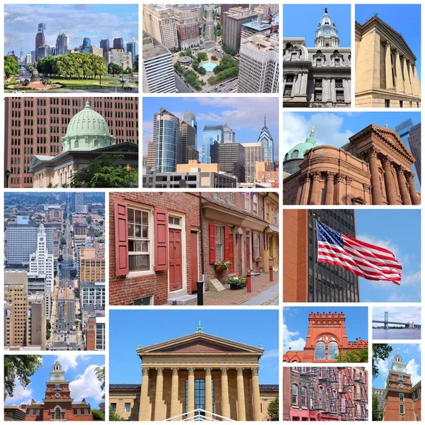 Filadelfia Estados Unidos Collage Fotos Con Lugares Puntos Referencia —  Fotos de Stock
