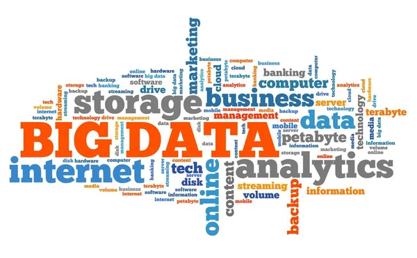 大きなデータ 市場情報分析概念です 単語の雲 — ストック写真