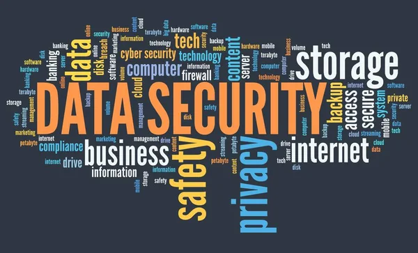 Datasäkerhet Informationssekretess Och Säker Förvaring Teknik Koncept Word Cloud — Stockfoto