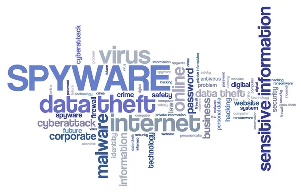 Virus Spyware Concept Sécurité Informatique Compromis Nuage Mots — Photo