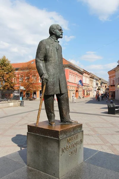 Novi Sad Serbia Agosto 2012 Gente Pasa Por Estatua Jovan — Foto de Stock