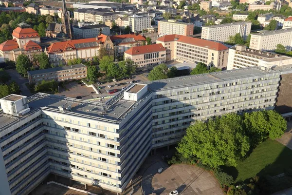 Chemnitz City Germany State Saxony Aerial View Warm Sunset Light — Stock Photo, Image