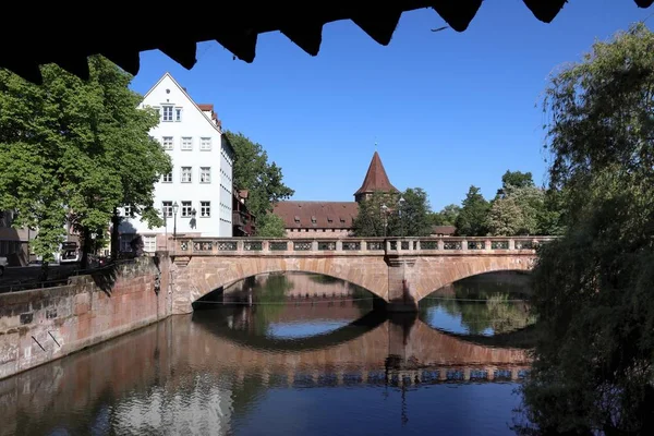 Nuremberg City Germany River Pegnitz Maxbrucke Bridge — Stock Photo, Image