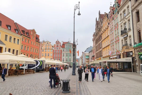 Wroclaw Polen Mai 2018 Menschen Besuchen Den Hauptplatz Rynek Wroclaw — Stockfoto