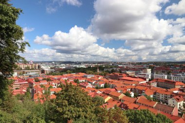 İsveç'te Gothenburg city. Haga bölge ile manzarası.