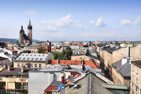 Krakau Polen Stadtbild Mit Dächern Und Marienkirche — Stockfoto