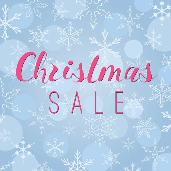 Christmas Sale Sign Text Snow Background — Stock Vector