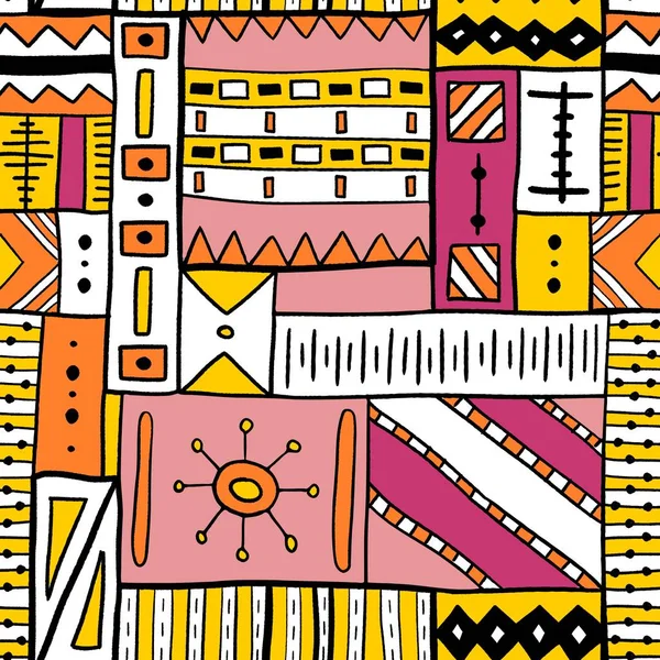 Padrão Vetorial Tribal Design Têxtil Tradicional Estilo Africano Indígena — Vetor de Stock