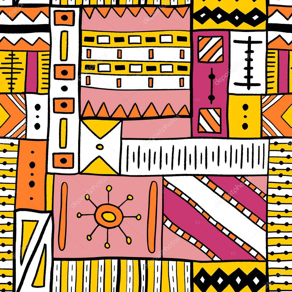 Tribal vector pattern - traditional indigenous African style textile design.